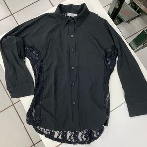 Girls black lace button down size Large PINC brand